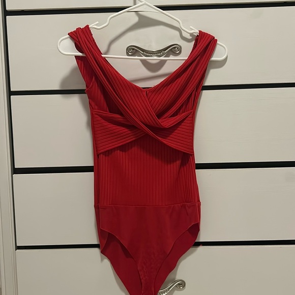 Zara Tops - Red, off-shoulder body suit
